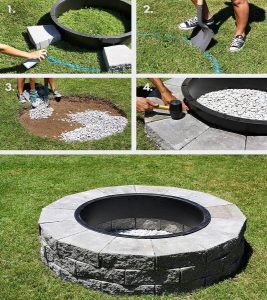 DIY concrete block fire pit