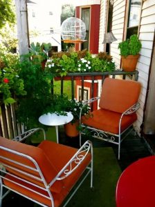 Full and brightly coloured patio