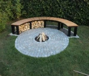 Garden fireplace with bench