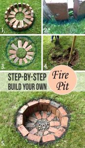 Simple brick in-ground fire pit