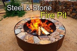 Steel and stone circular fire pit