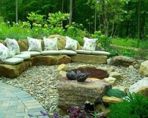 Stone Fire Pit and Sitting Area