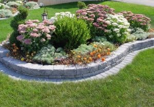 Raised Flower Beds with Stone Walls