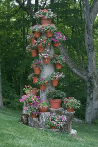 tree stump ideas for pot stand
