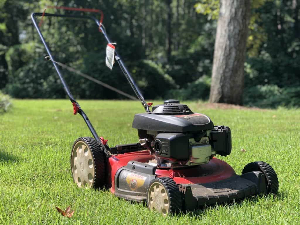 Keep the lawnmower on an even surface