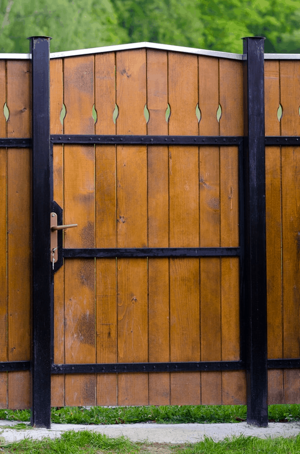 Wood Gate With Metal Support